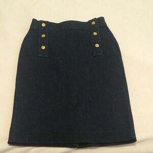Ann Taylor Black Pencil Skirt with Gold Buttons